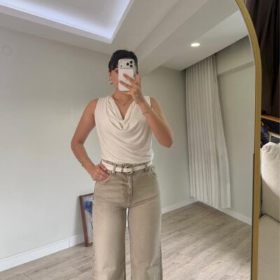 beyaz degaje yaka kadın bluz