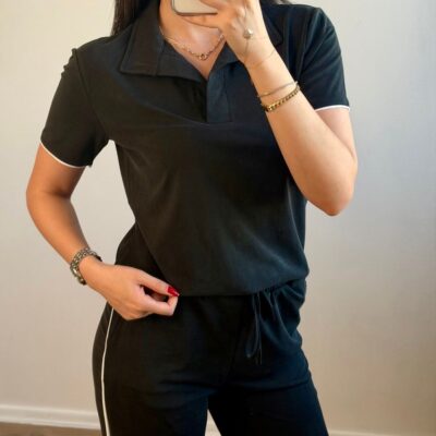 Polo Yaka T-Shirt Pantolon Takım ön görünüm