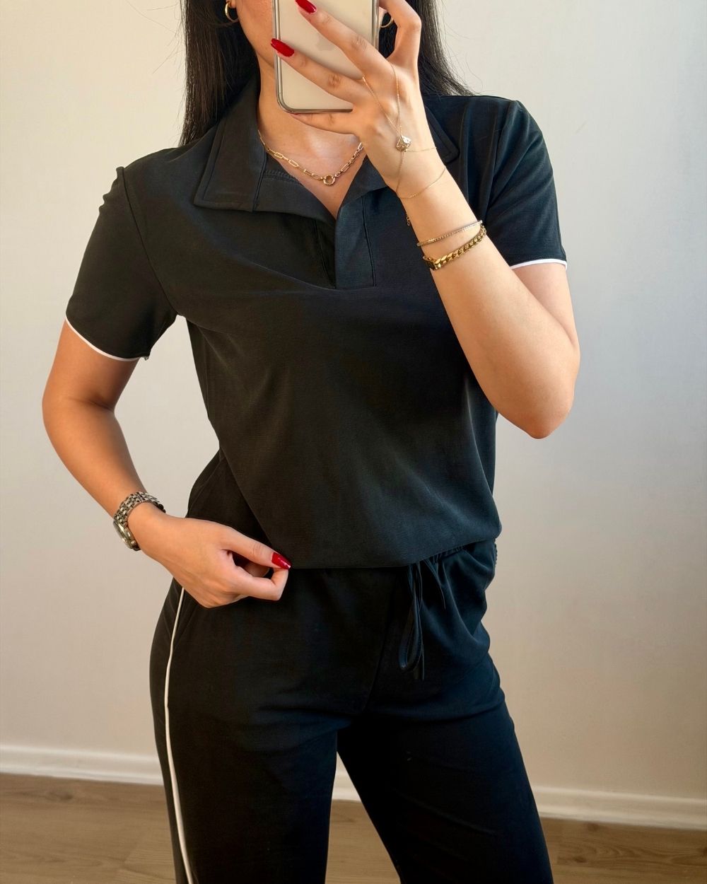 Polo Yaka T-Shirt Pantolon Takım ön görünüm