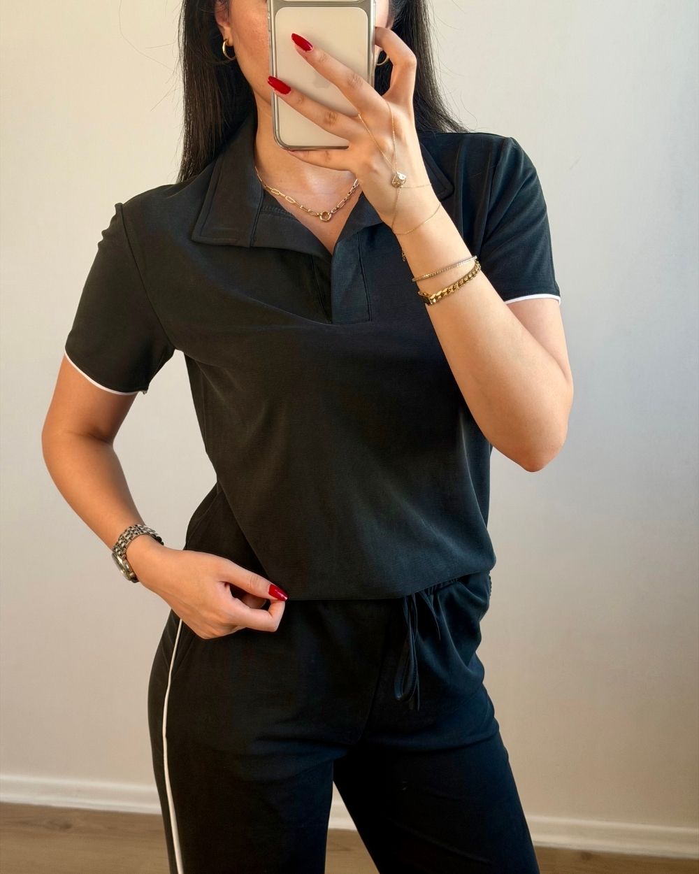 Polo Yaka T-Shirt Pantolon Takım arka görünüm